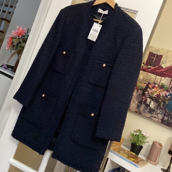 MANGO last 2 🔥 wool blend tweed collarless coat blogger zara competitor brand - Picture 3 of 7